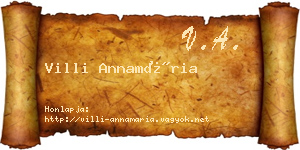 Villi Annamária névjegykártya